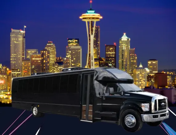 Black Ford F650 Executive VIP Shuttle Bus (44 Passenger) for charter bus rental Black Ford F650 Executive VIP Shuttle Bus (44 Passenger) for charter bus rental